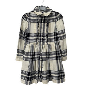Polo Ralph Lauren Girls Sz 4 Button Down Dress Plaid Scalloped Ruffled Collar